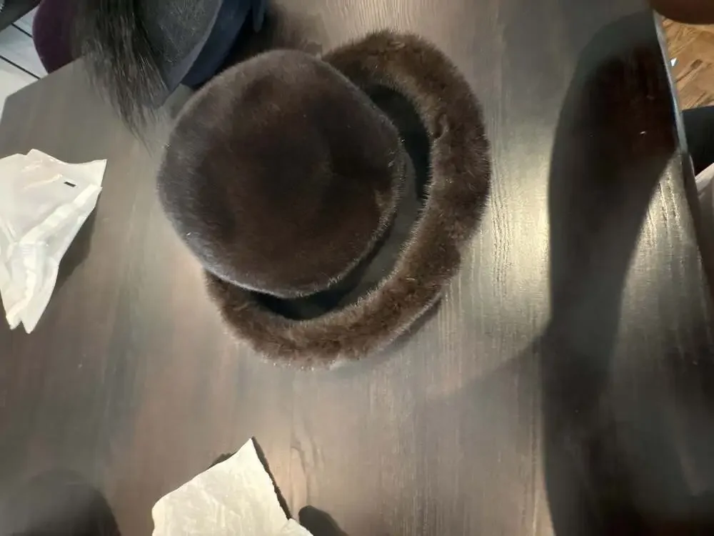 Vintage Dark Brown Mink Fur and Wool Cloche Hat STUNNING size m/l